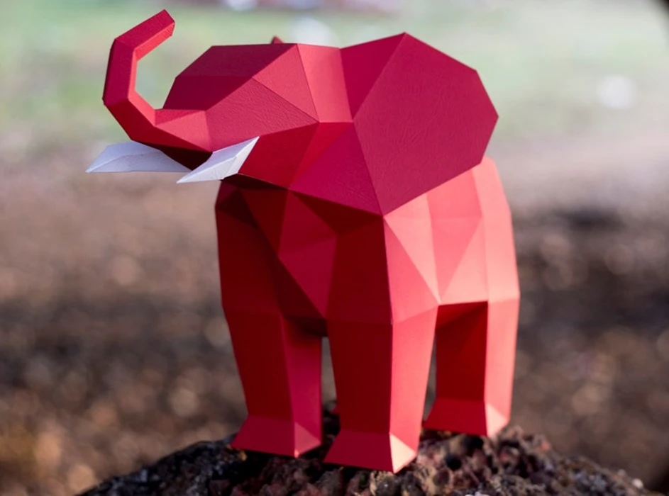 Papercraft 3D ELEPHANT SMALL Low Poly Paper Sculpture DIY gift Decor for home nursery office pepakura pattern template handmade kids animals