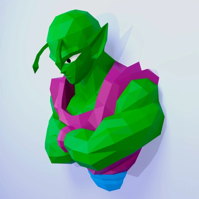 Papercraft Dragon Ball Piccolo, DIY PDF, Low Poly, origami, Pepakura, Paper Model, 3D