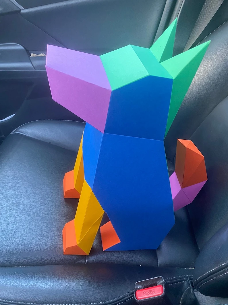 Dog Square Papercraft. Colorful Dog You get a PDF templates and instructions for this DIY modern lowpoly paper sculpture.