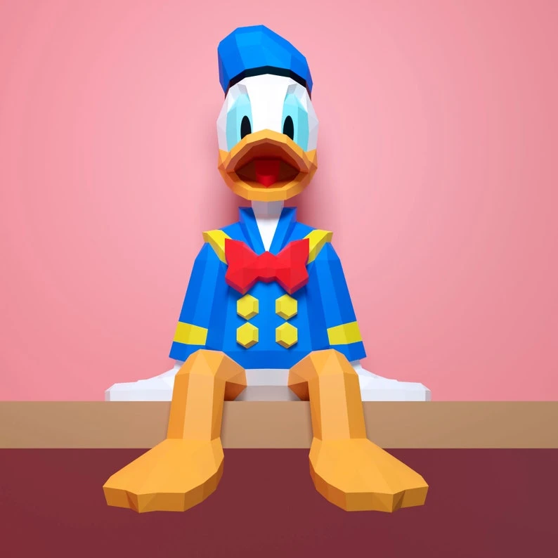 Papercraft Donald Duck, DIY PDF, SVG, DXF, Low Poly, origami, Pepakura, Paper Model, 3D