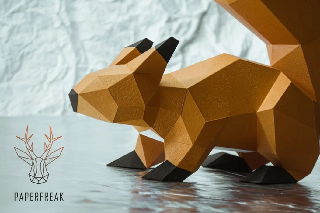 Papercraft 3d SQUIRREL 3D type 1 Low Poly Paper Sculpture DiY gift Decor for home office pepakura pattern template handmade animals dog