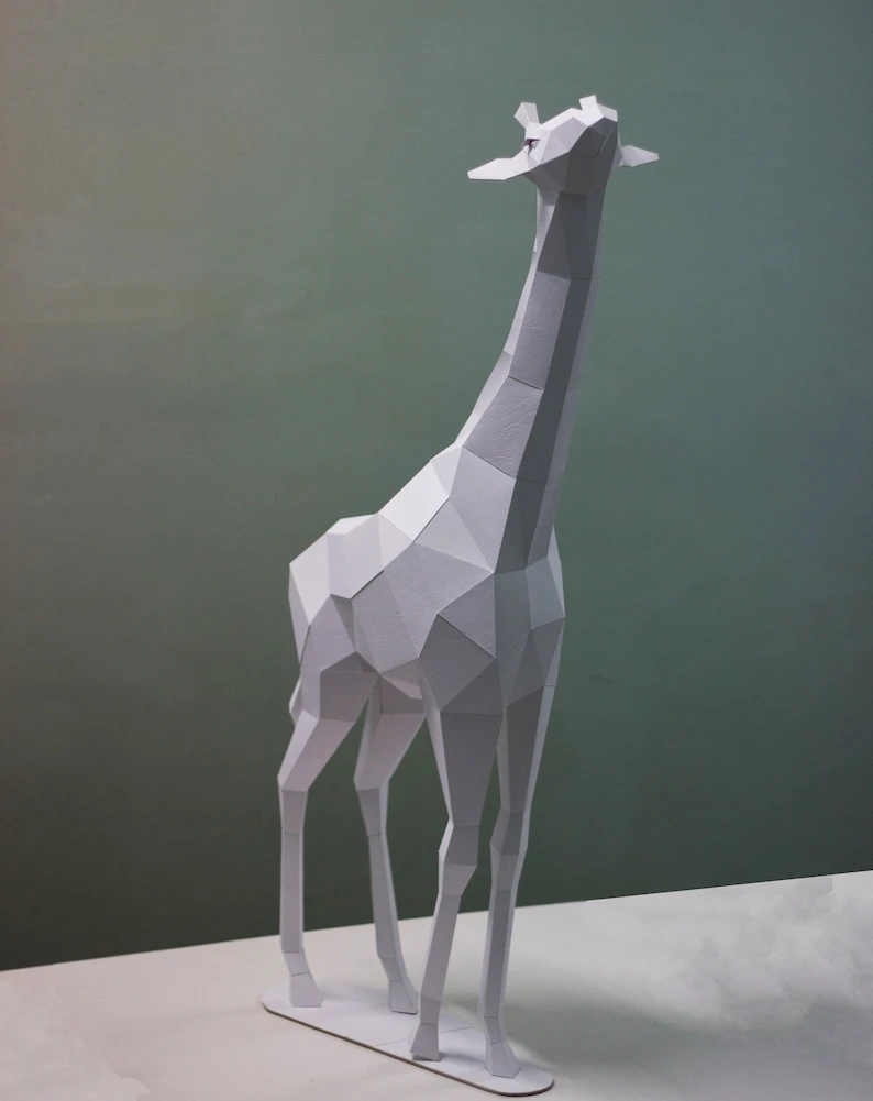 Papercraft 3D GIRAFFE CHILD pepakura Pdf template Low polygonal Paper Sculpture Diy Decor home loft office African animal lover eco friendly