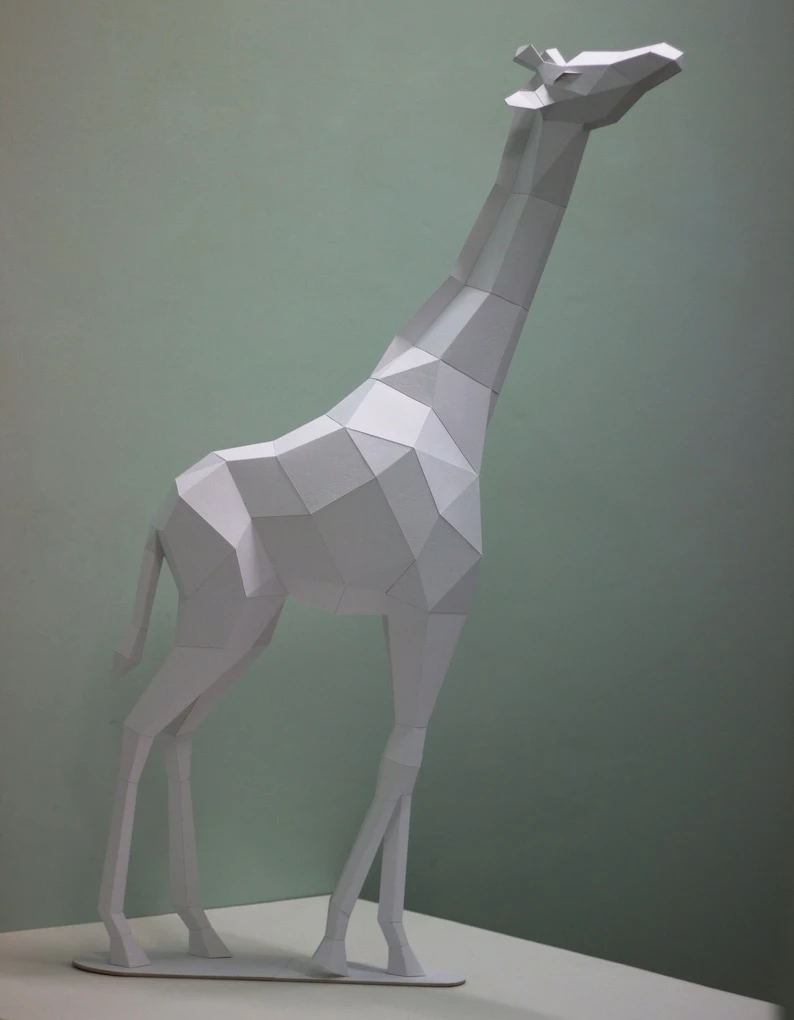 Papercraft 3D GIRAFFE CHILD pepakura Pdf template Low polygonal Paper Sculpture Diy Decor home loft office African animal lover eco friendly