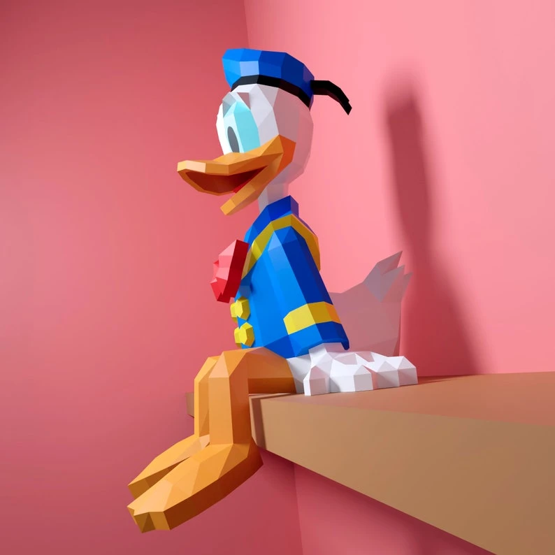 Papercraft Donald Duck, DIY PDF, SVG, DXF, Low Poly, origami, Pepakura, Paper Model, 3D