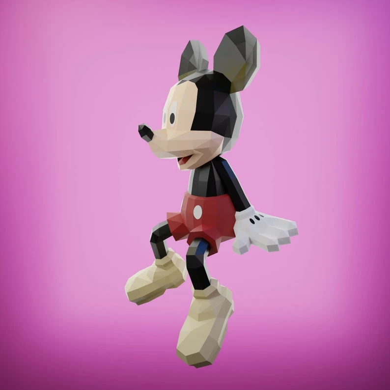 Papercraft Mickey mouse, Pdf format compatible with cricut and cameo, digital template, 3D, paper, origami, pepakura