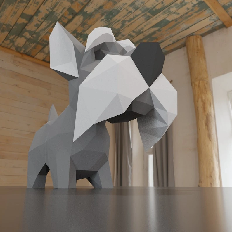 3D Low Poly Schnauzer Dog DIY | Printable Papercraft | Unique Geometric Decoration | Original Gift | Relaxing Craft | PDF model