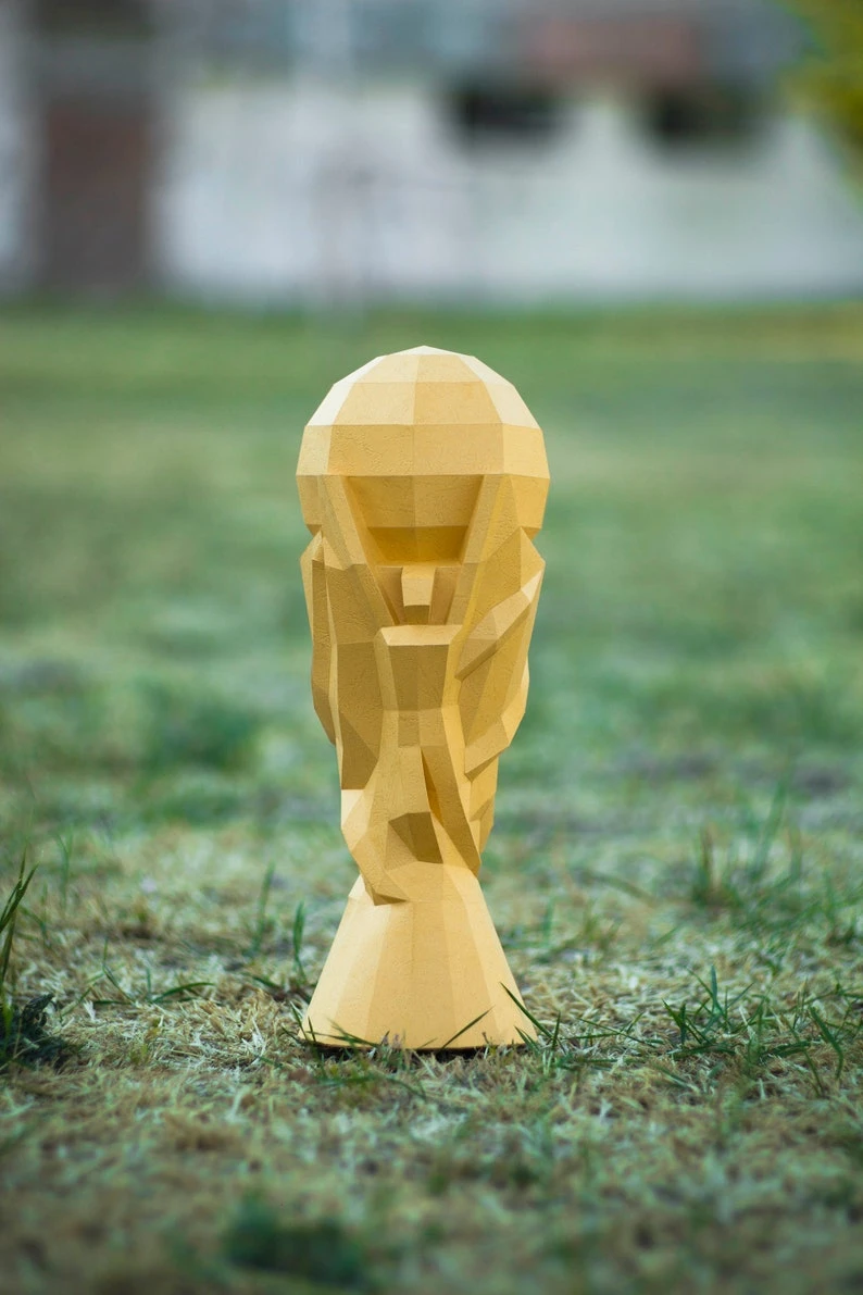 Papercraft 3D FOOTBALL SOCCER CUP pepakura Low polygonal Paper Sculpture fifa championship DiY pattern gift Decor ideas gift art template