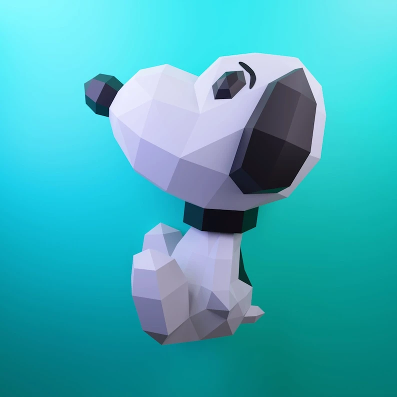 Papercraft Snoopy, dog, template, DIY PDF, FDX and svg, Low Poly, raton, origami, Pepakura, Paper Model, 3D