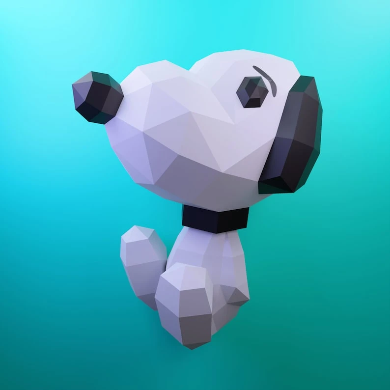 Papercraft Snoopy, dog, template, DIY PDF, FDX and svg, Low Poly, raton, origami, Pepakura, Paper Model, 3D