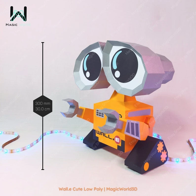 Cute Wall-E Low Poly, Papercraft, PDF template, Paper model, Sculpture, 3D puzzle, Polygonal model, Lowpoly