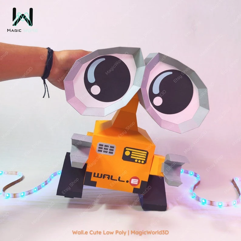 Cute Wall-E Low Poly, Papercraft, PDF template, Paper model, Sculpture, 3D puzzle, Polygonal model, Lowpoly