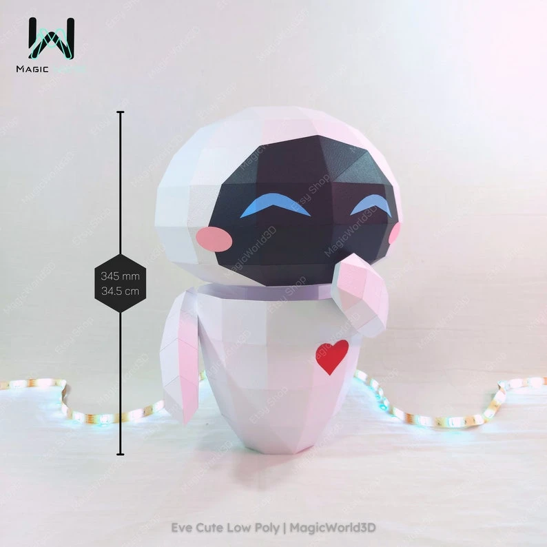 Cute Eve Low Poly, Papercraft, PDF template, Paper model, Sculpture, 3D puzzle, Polygonal model, Lowpoly