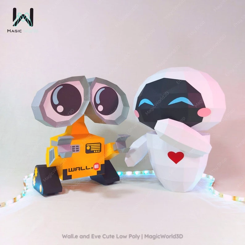 Cute Wall-E Low Poly, Papercraft, PDF template, Paper model, Sculpture, 3D puzzle, Polygonal model, Lowpoly