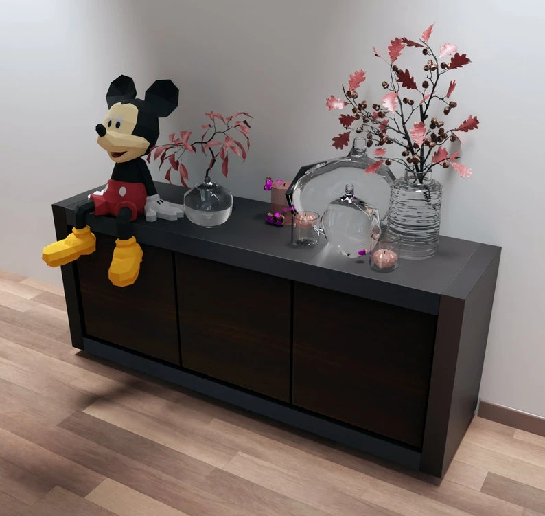 Papercraft Mickey mouse, Pdf format compatible with cricut and cameo, digital template, 3D, paper, origami, pepakura