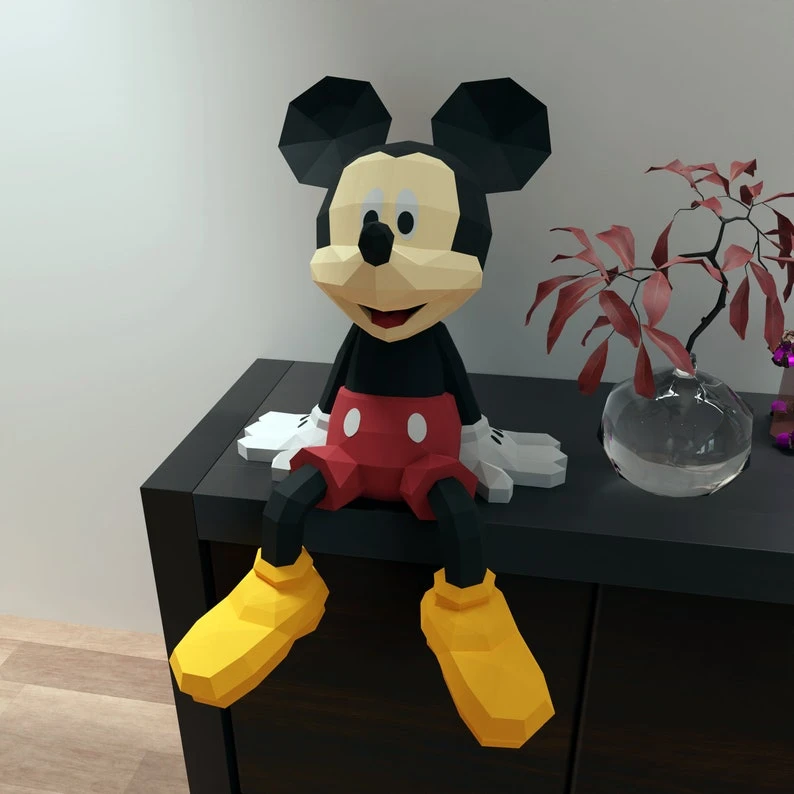 Papercraft Mickey mouse, Pdf format compatible with cricut and cameo, digital template, 3D, paper, origami, pepakura