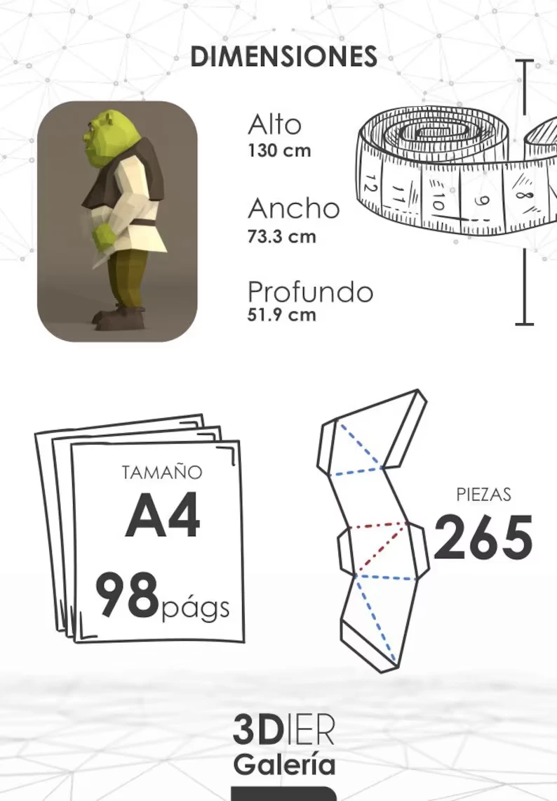 Shrek Papercraft Design with PDF templates to build by hand, Paper art and craft for home decoration, DIY, 3DIER