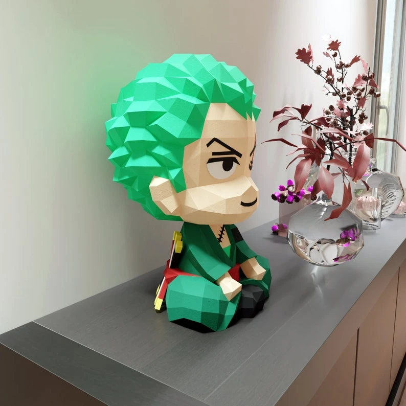 Papercraft Roronoa Zoro, dog, Pdf format compatible with cricut and cameo, digital template, 3D, paper, origami pepakura one pice