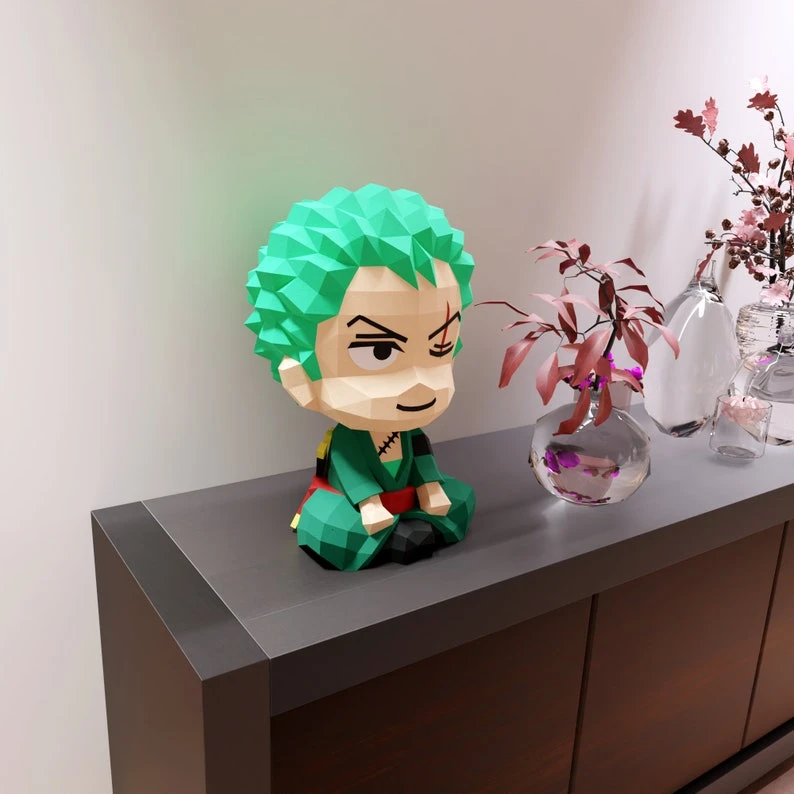 Papercraft Roronoa Zoro, dog, Pdf format compatible with cricut and cameo, digital template, 3D, paper, origami pepakura one pice