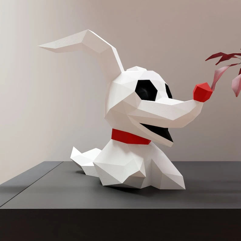 Papercraft Zero dog chibi, The Nightmare Before Christmas, Format Pdf, SVG and DXF format compatible with cricut and cameo, digital template, 3D paper origami Halloween