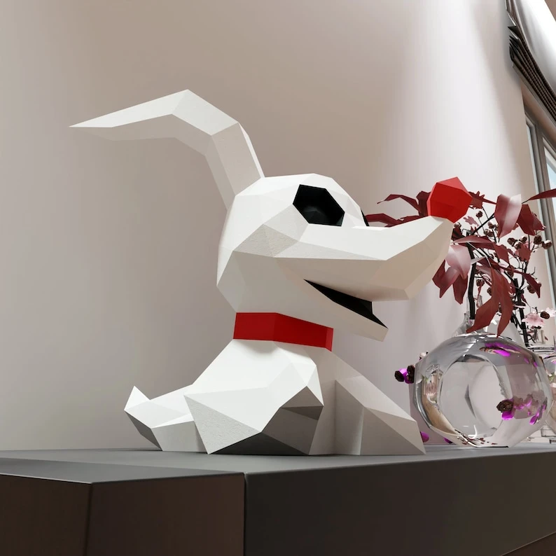 Papercraft Zero dog chibi, The Nightmare Before Christmas, Format Pdf, SVG and DXF format compatible with cricut and cameo, digital template, 3D paper origami Halloween