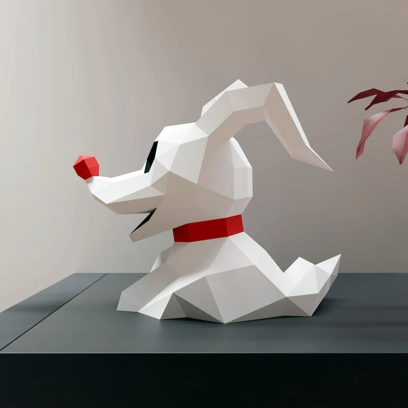 Papercraft Zero dog chibi, The Nightmare Before Christmas, Format Pdf, SVG and DXF format compatible with cricut and cameo, digital template, 3D paper origami Halloween