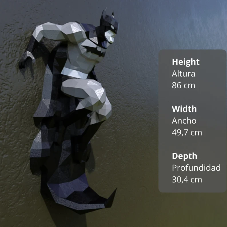 Batman Papercraft Design with PDF templates to build by hand, Paper art and craft for home decoration, DIY, 3DIER, Papercraft Templates, Low Poly