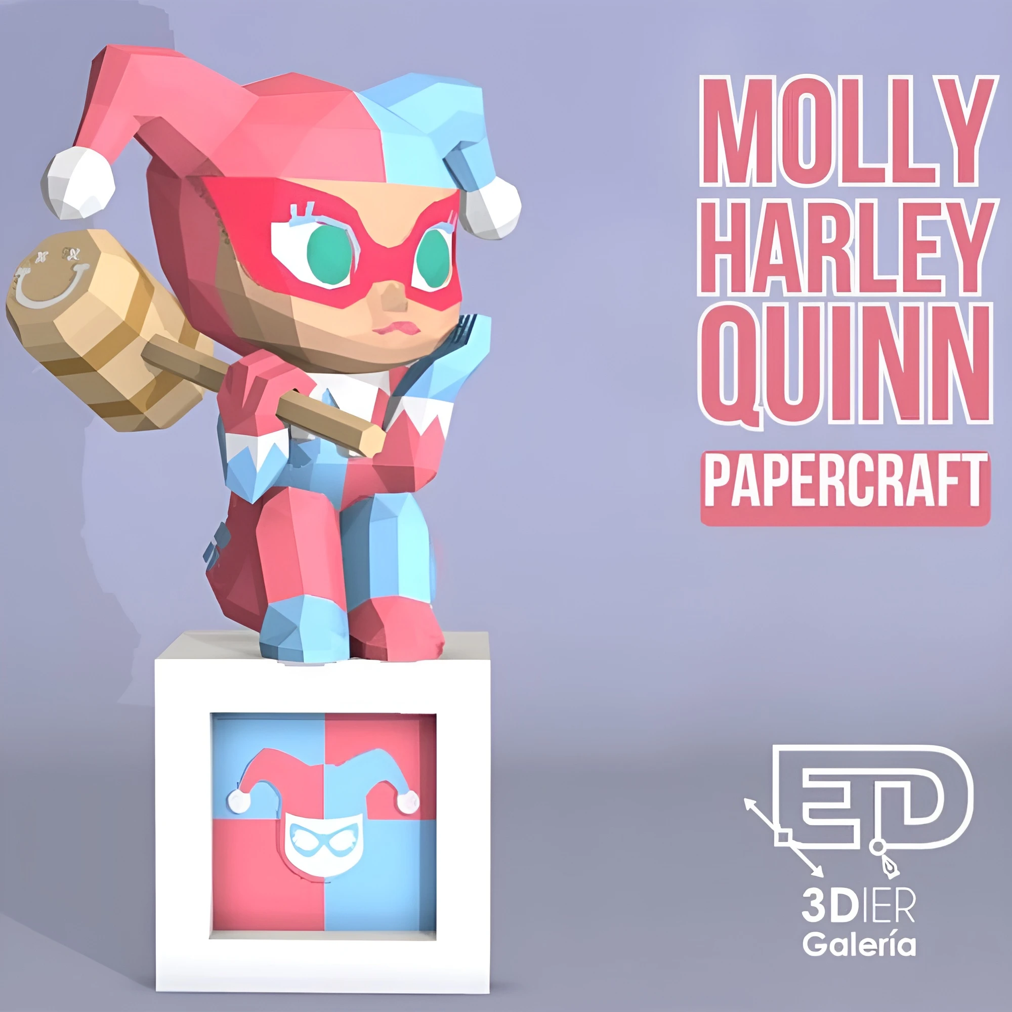 Molly Harley Quinn, Molly Clown PDF Papercraft Templates, Paper Art and Craft for Home Decor, DIY, 3DIER, PDF Patterns, Papercraft Templates, Low Poly