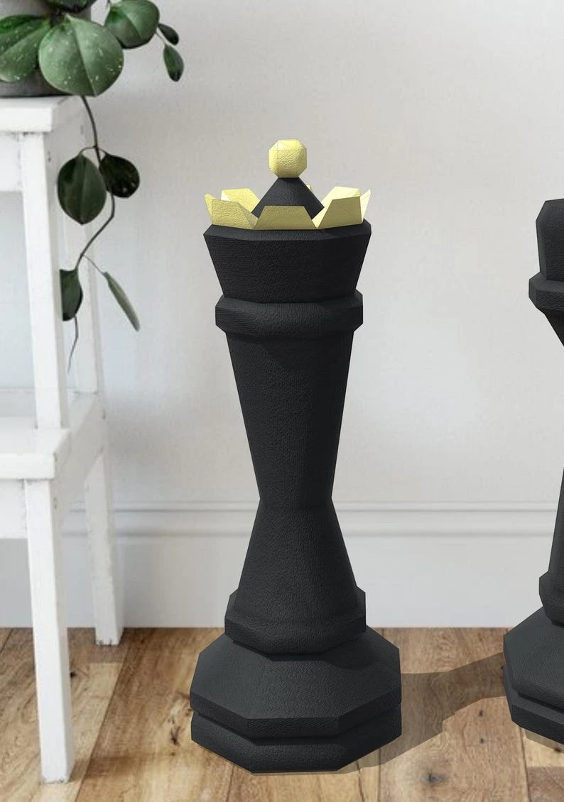 Queen chess piece Papercraft Giant 3 feet tall 3D You get a PDF digital file templates , instruction for this DIY modern paper decoration