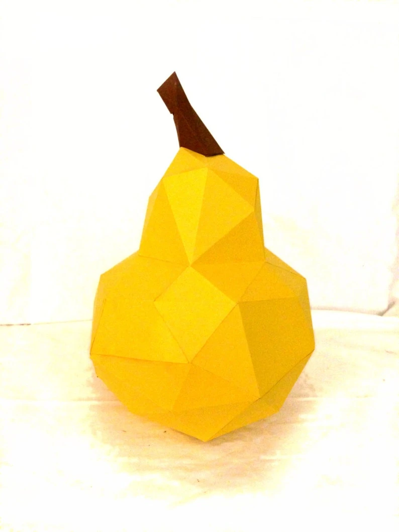 Pear 3d papercraft. You get PDF digital file with templates and instruction of DIY papercraft minimalist Pear.