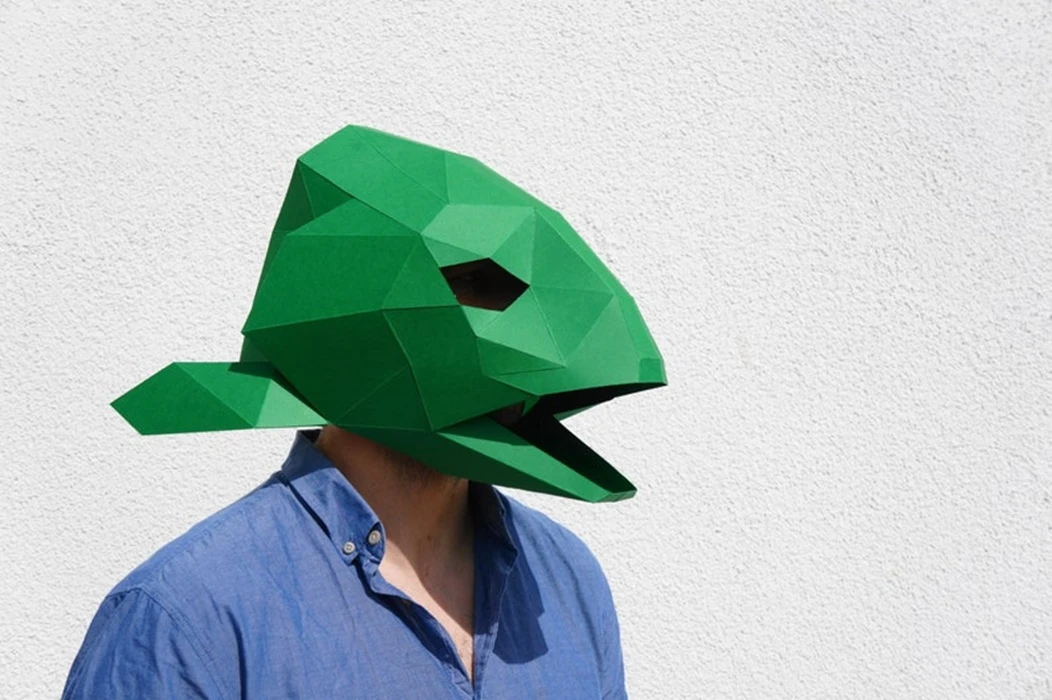 Fish Head Papercraft Mask Template, Low Poly Paper Mask, Unique Halloween Costume, Animal Mask, Cosplay PDF Pattern