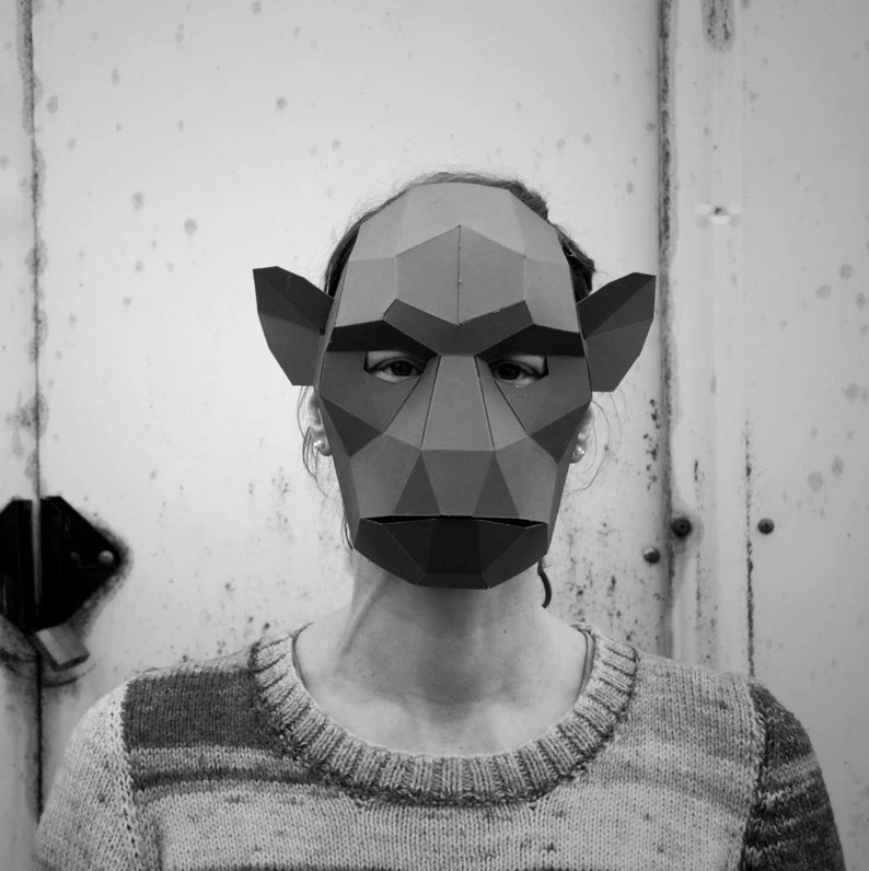 3D Papercraft Monkey Mask Template, Low Poly Paper Mask, Unique Halloween Costume, Animal Mask, PDF Pattern - Etsy Vietnam