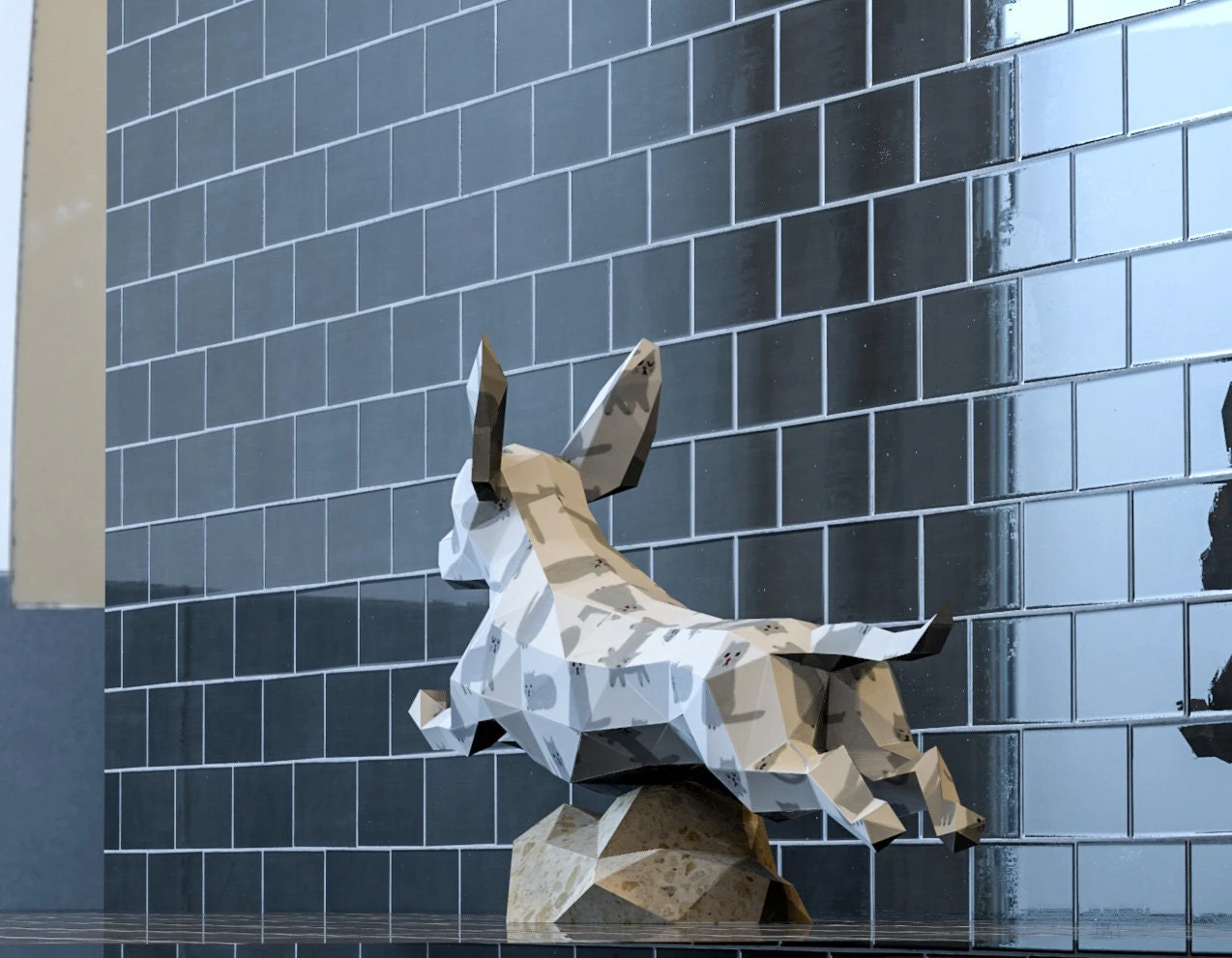 Dachshund Run Papercraft, Lowpoly, Lowpoly Papercraft