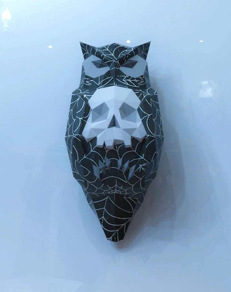 Owl Skull Papercraft, Lowpoly, Lowpoly Papercraft