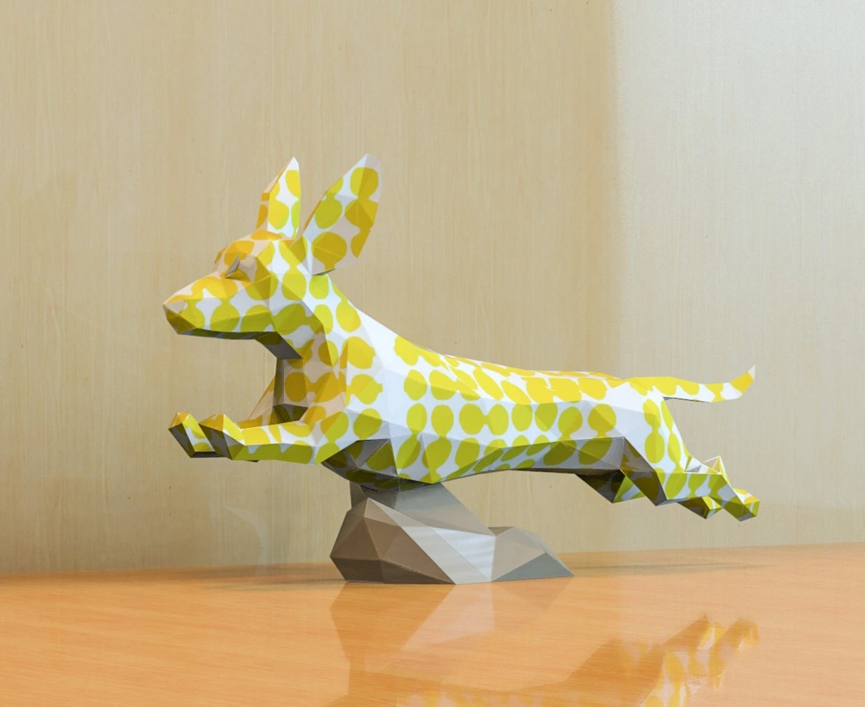 Dachshund Run Papercraft, Lowpoly, Lowpoly Papercraft