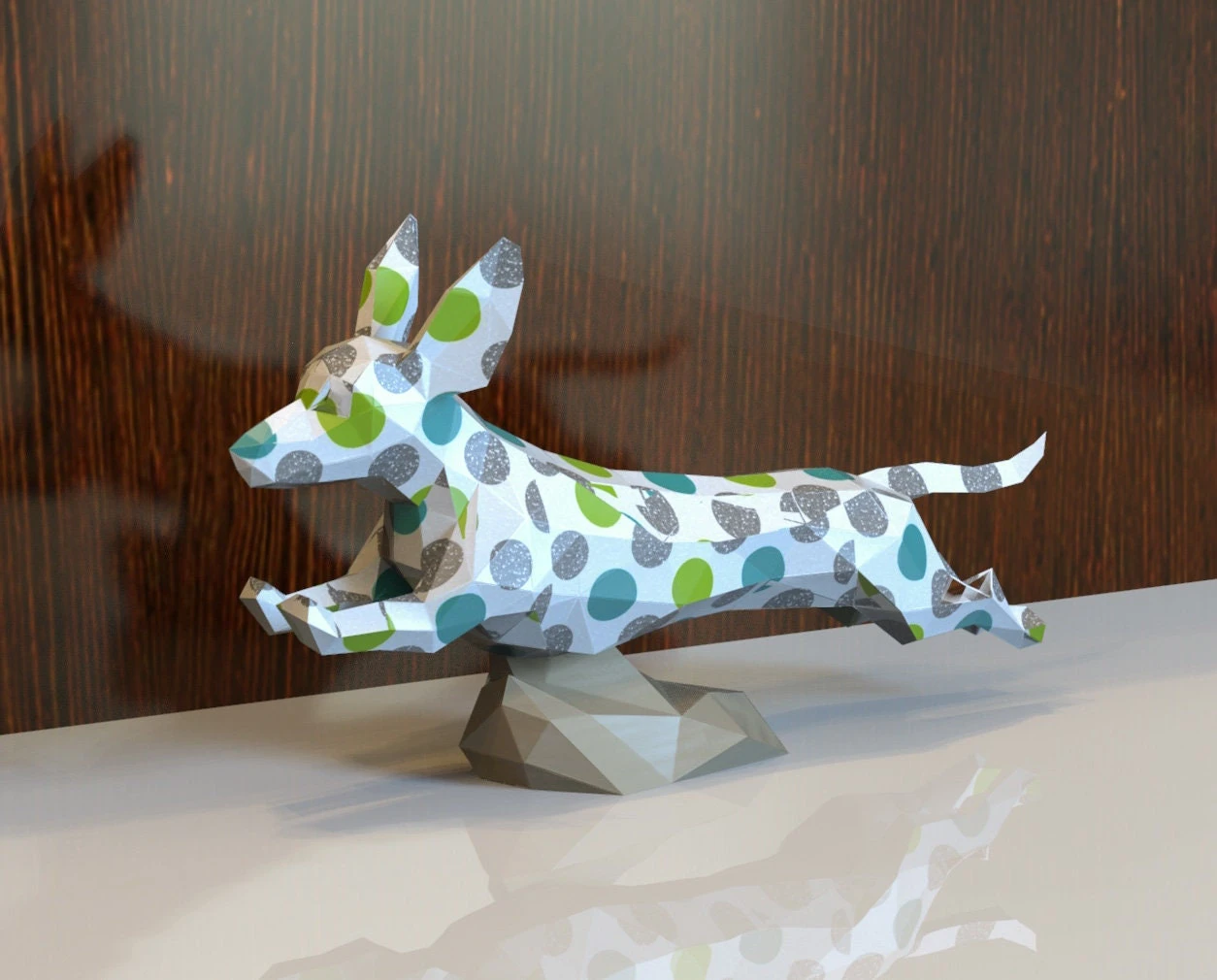 Dachshund Run Papercraft, Lowpoly, Lowpoly Papercraft