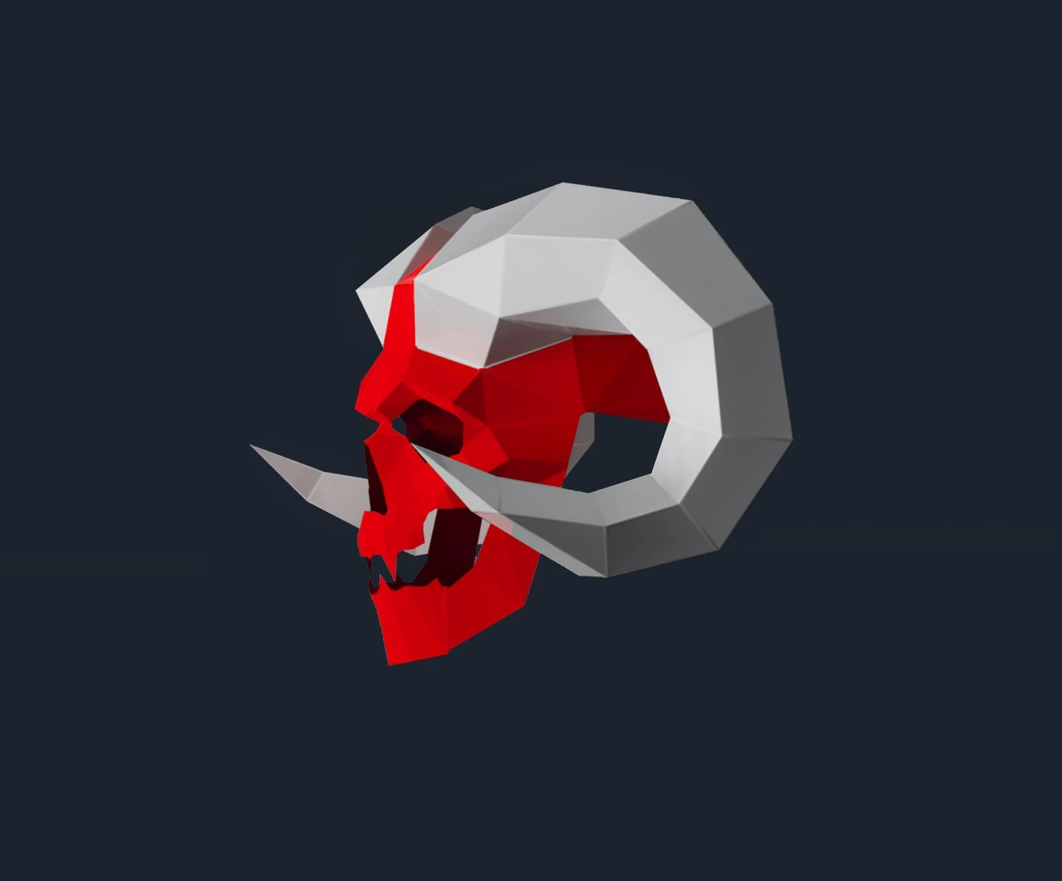 Skull with horn mask Papercraft, Lowpoly, Lowpoly Papercraft