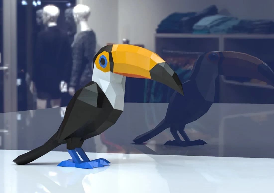 Toucan Papercraft, Lowpoly, Lowpoly Papercraft