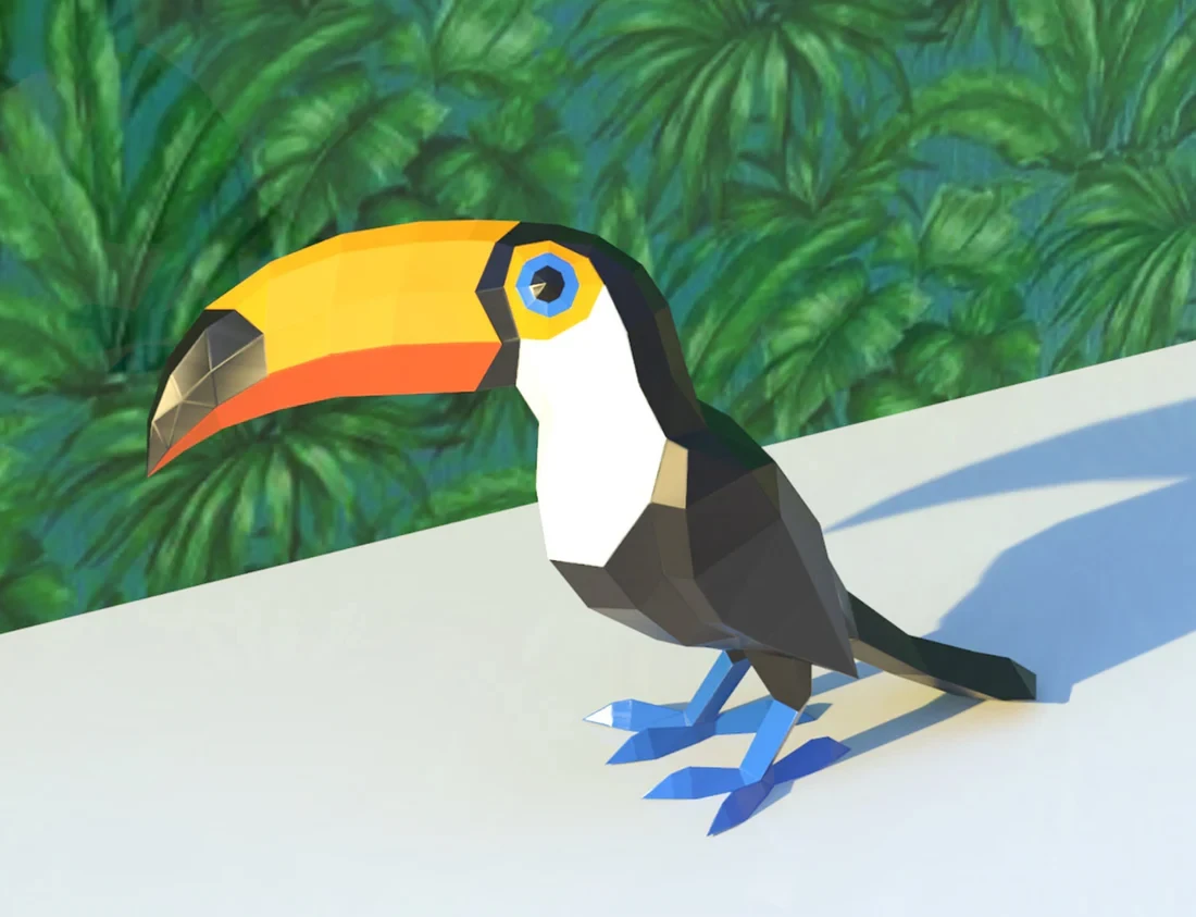 Toucan Papercraft, Lowpoly, Lowpoly Papercraft