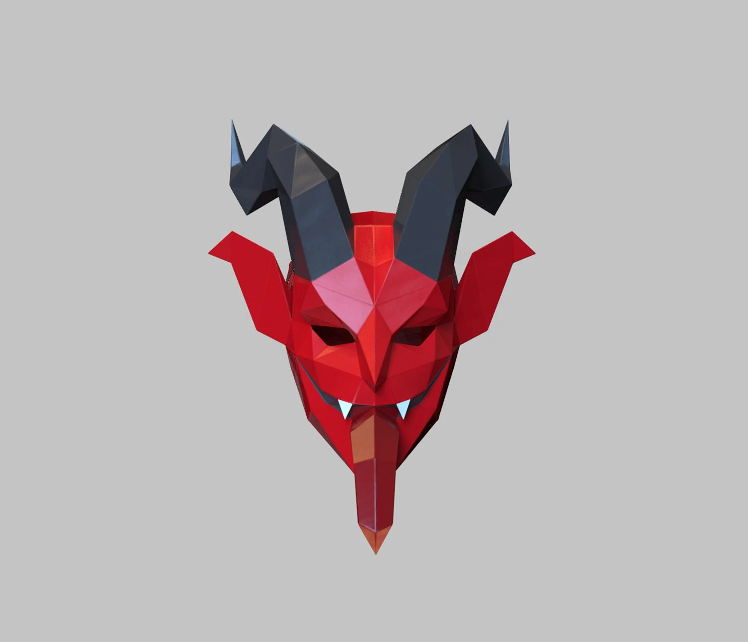 Krampus Mask Papercraft, Lowpoly, Lowpoly Papercraft