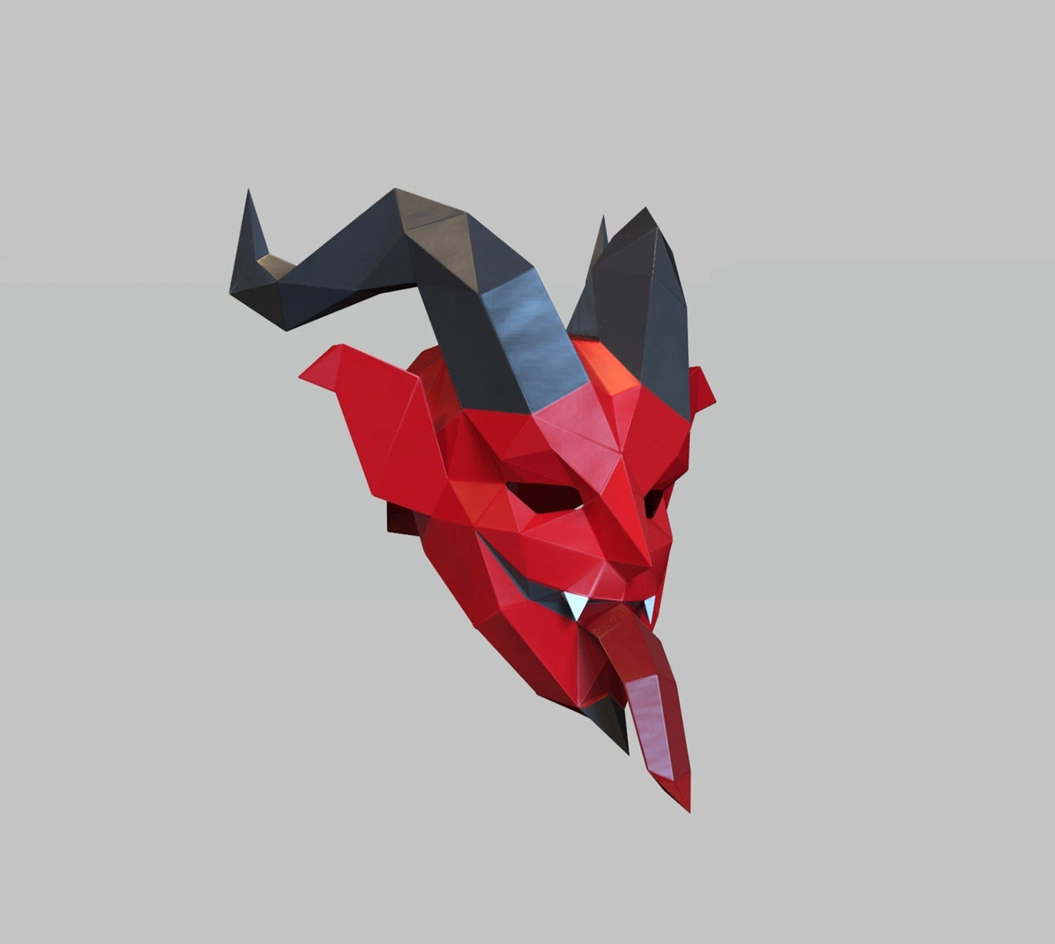 Krampus Mask Papercraft, Lowpoly, Lowpoly Papercraft