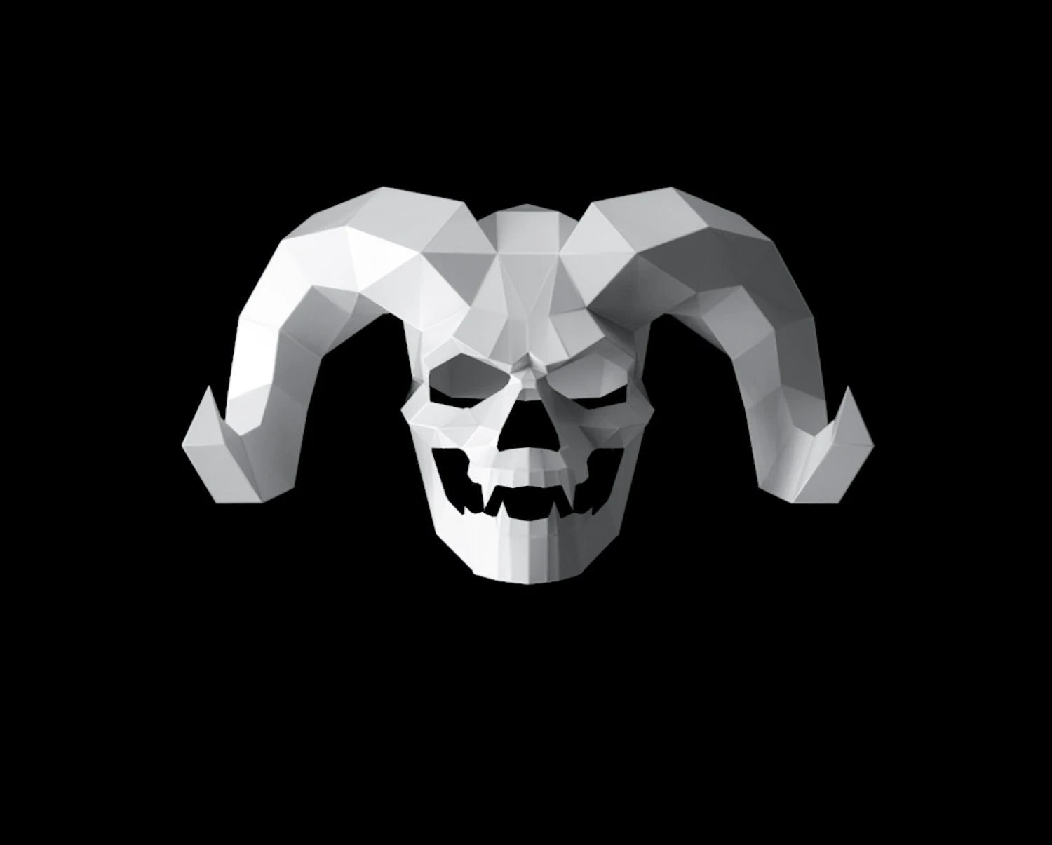 Skull with horn mask Papercraft, Lowpoly, Lowpoly Papercraft