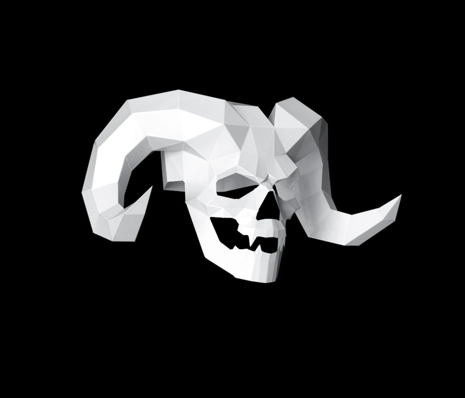 Skull with horn mask Papercraft, Lowpoly, Lowpoly Papercraft