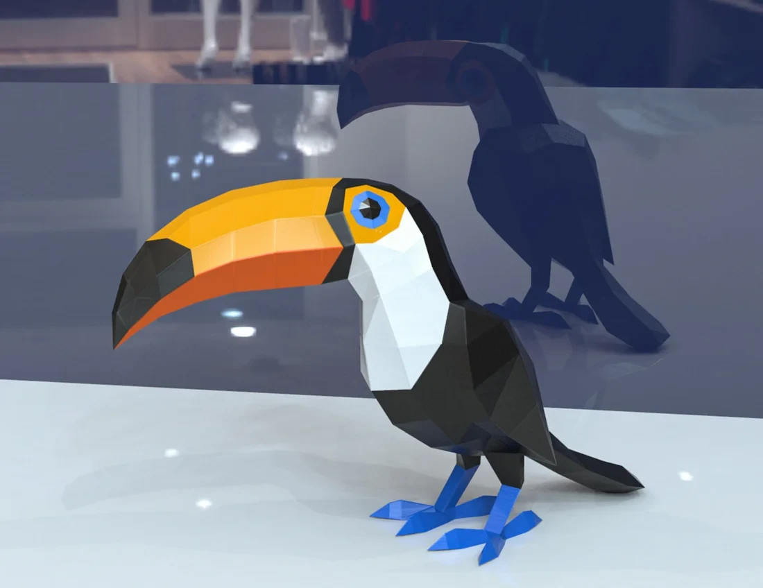 Toucan Papercraft, Lowpoly, Lowpoly Papercraft