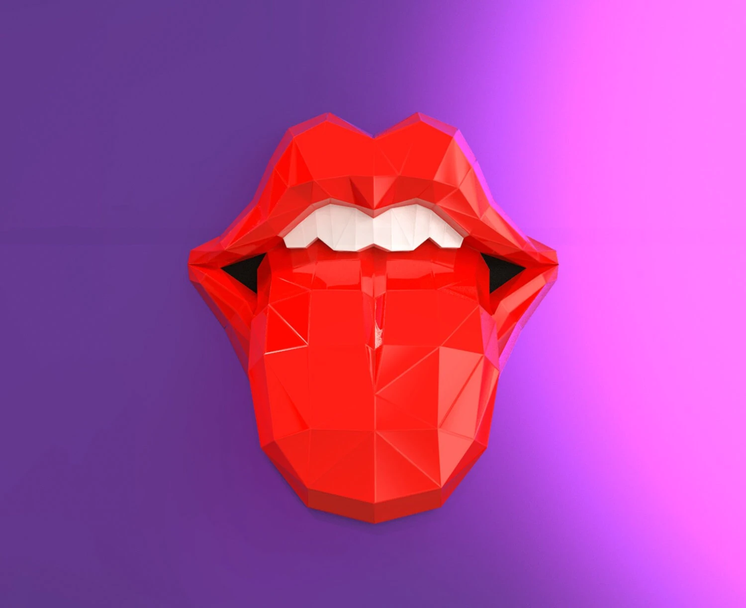 Lips With Tongue Papercraft, Lowpoly, Lowpoly Papercraft