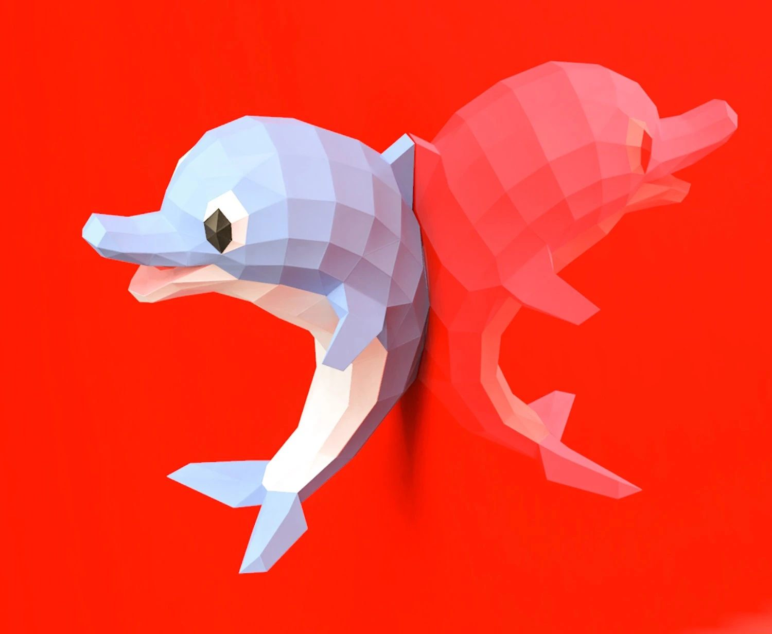 Baby Dolphin Papercraft, Lowpoly, Lowpoly Papercraft