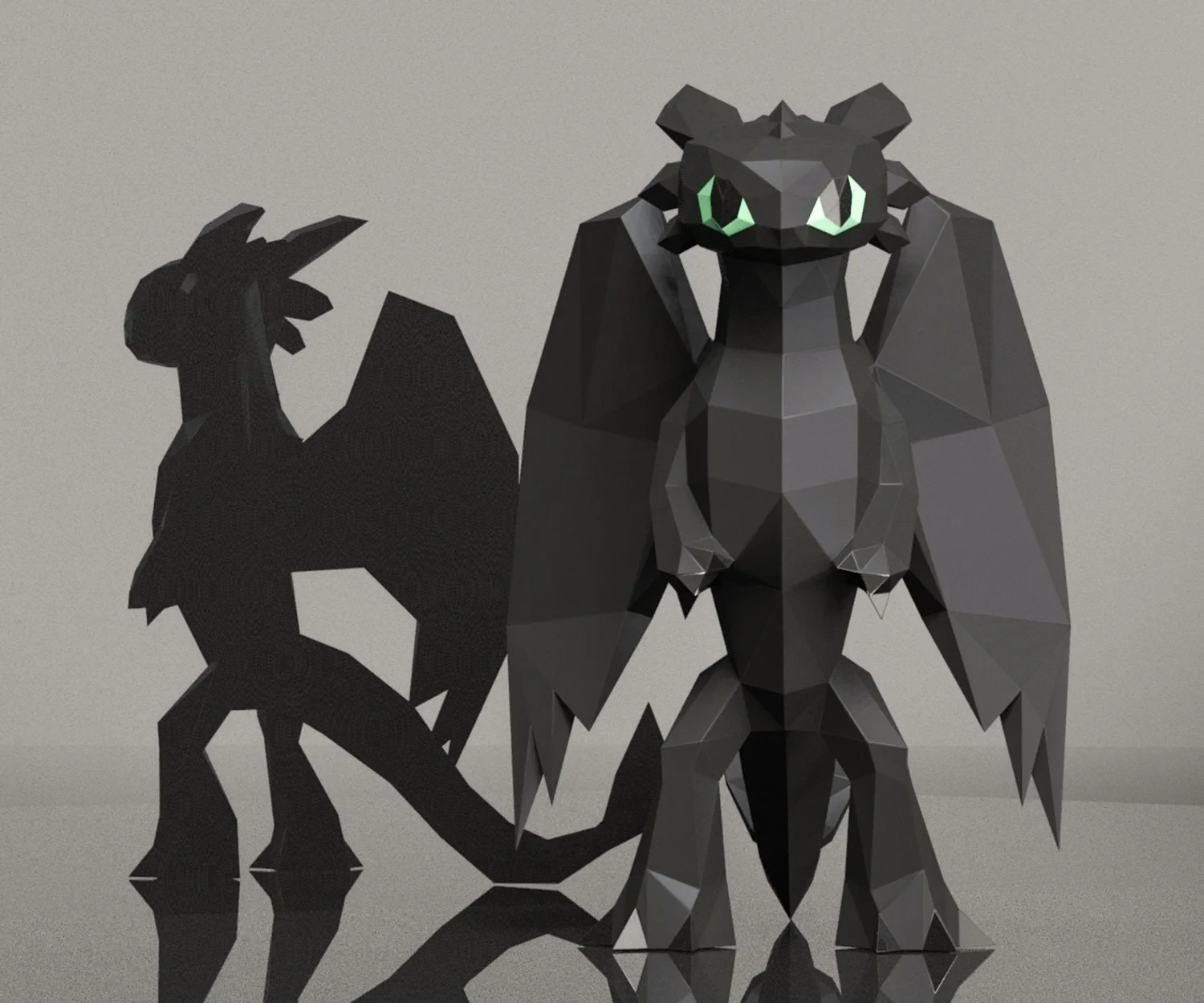 Toothless Papercraft, Lowpoly, Lowpoly Papercraft