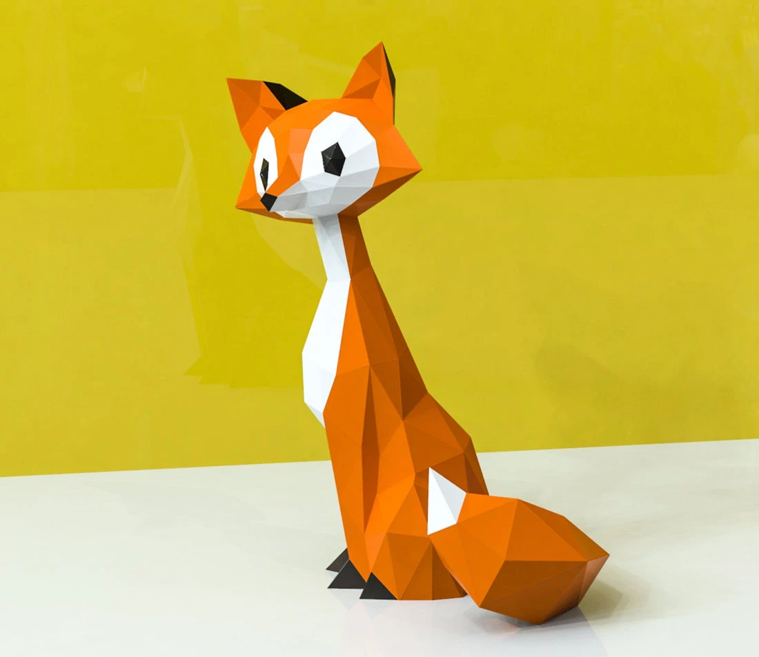 Fox Papercraft, Lowpoly, Lowpoly Papercraft