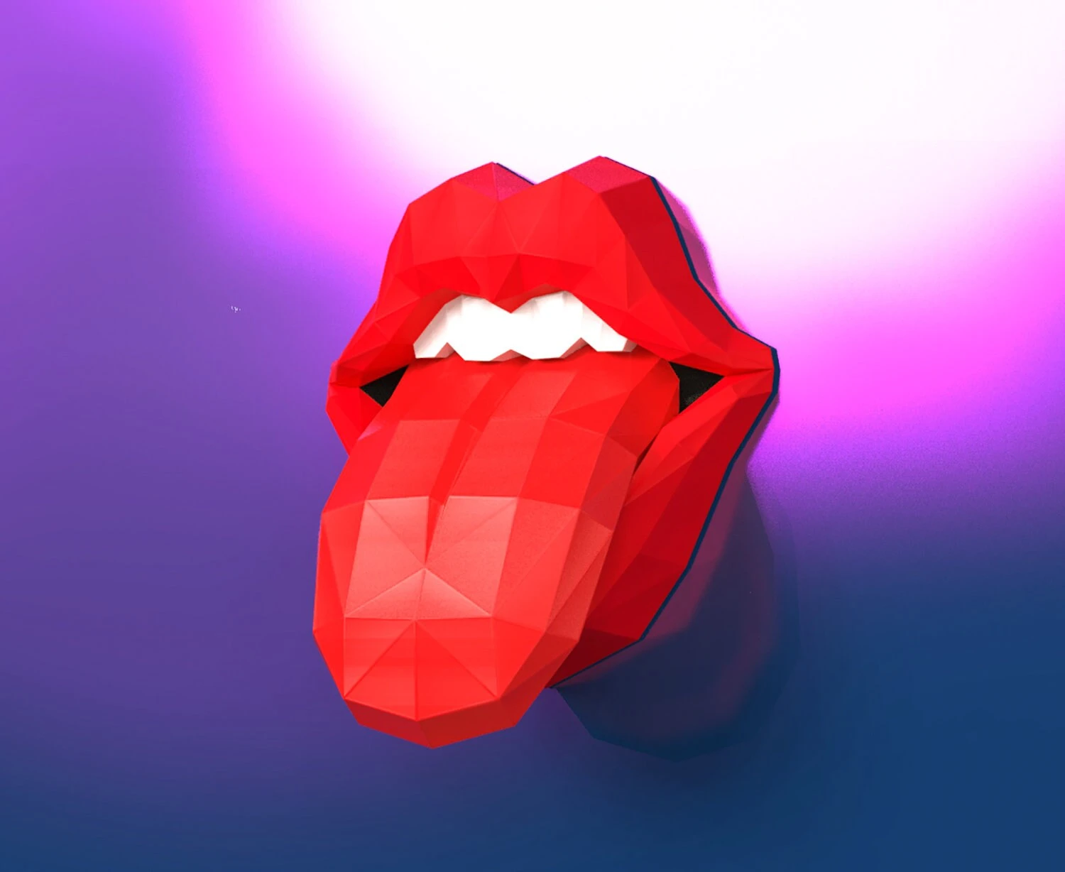 Lips With Tongue Papercraft, Lowpoly, Lowpoly Papercraft