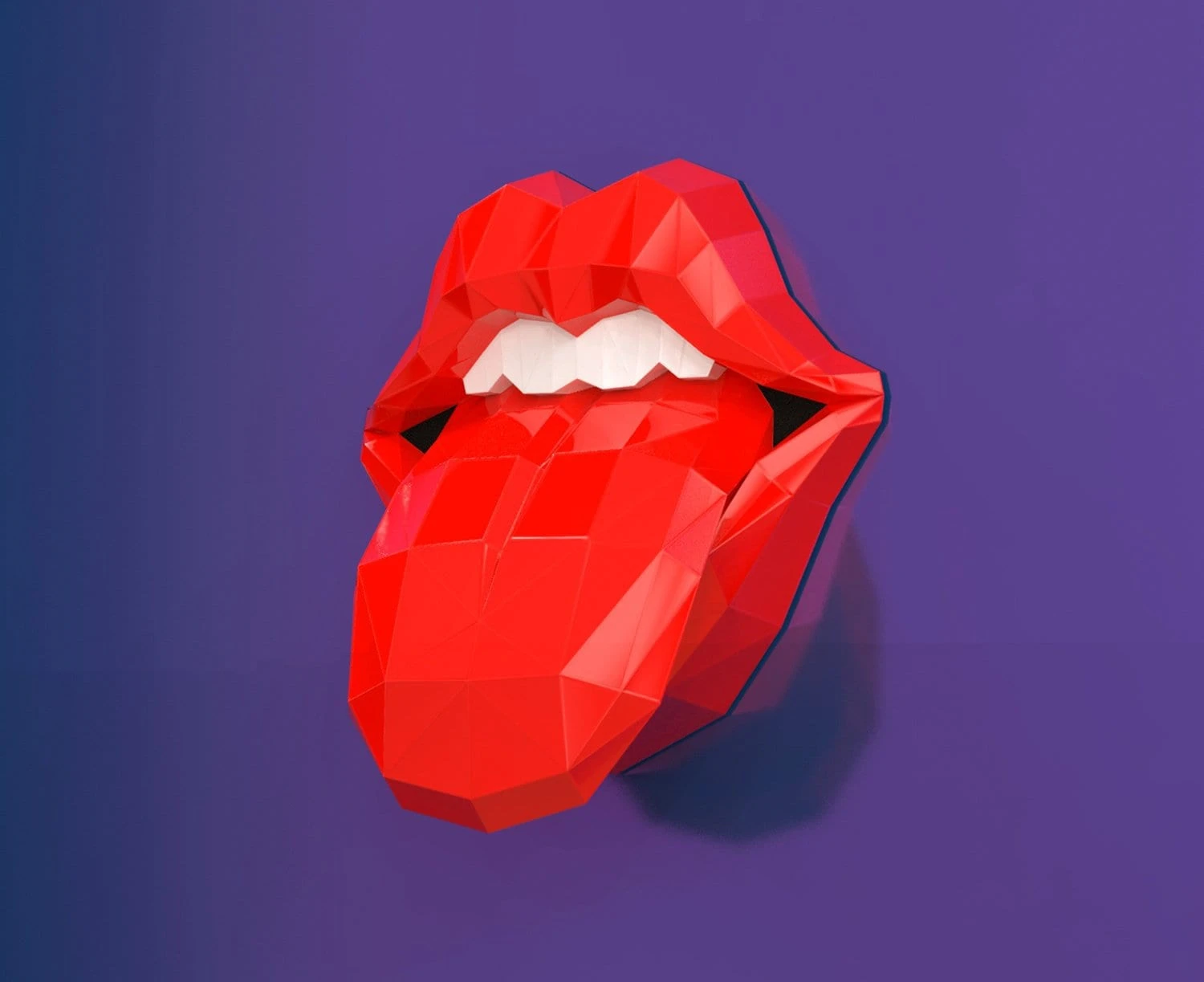 Lips With Tongue Papercraft, Lowpoly, Lowpoly Papercraft