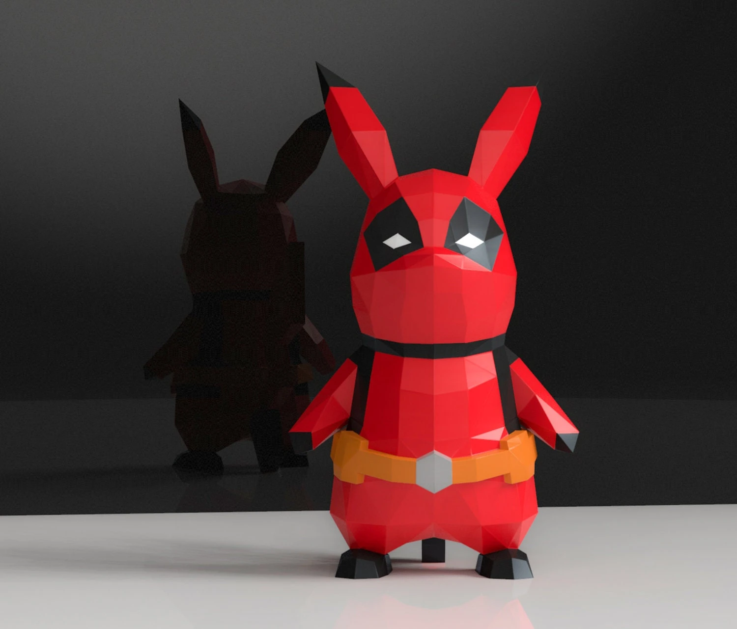 Pikachu Deadpool Papercraft, Lowpoly, Lowpoly Papercraft